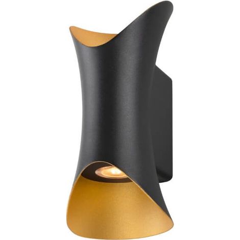 Grand éclairage LED haut et bas Modela noir avec de l'or - 1007807