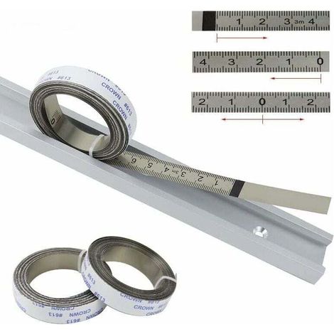 Metrische Messlatte, selbstklebende Führungsschienen, für Gehrungssäge, Maßband, Skalenlineal, Mitte nach rechts und links, 2,5 m-0-2,5 m, silber, 1 Stück