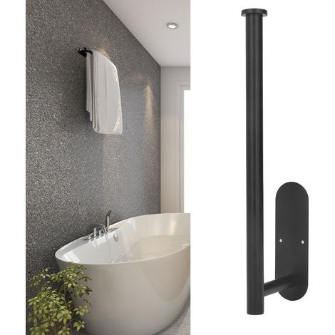 Porte-rouleau de papier essuie-tout en acier inoxydable, sans perçage, pour cuisine et salle de bain, noir. (1/5)