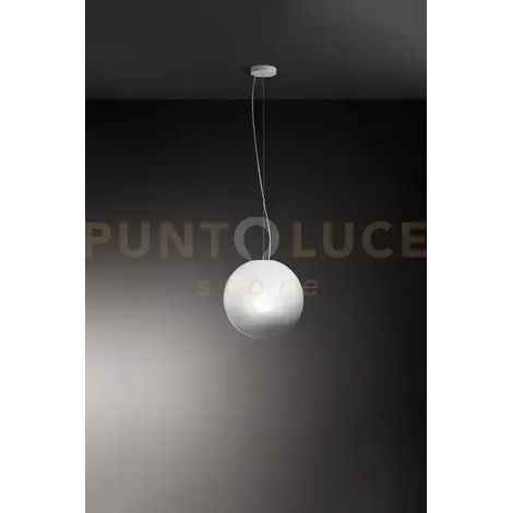 Moon sospensione in vetro e metallo bianco 1 luce attacco E27 d.30cm