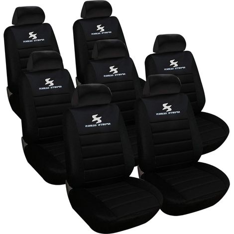 WOLTU 7er Sitzbezüge Auto Einzelsitzbezug universal Größe, Komplettset, Schwarz (1/4)
