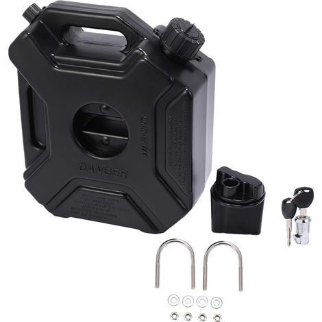 5L Réservoir de Carburant Noir Peut Voiture Moto Essence de Rechange Réservoir de Secours Jerrycan Carburant Bidon avec Serrure et Clé (1/5)