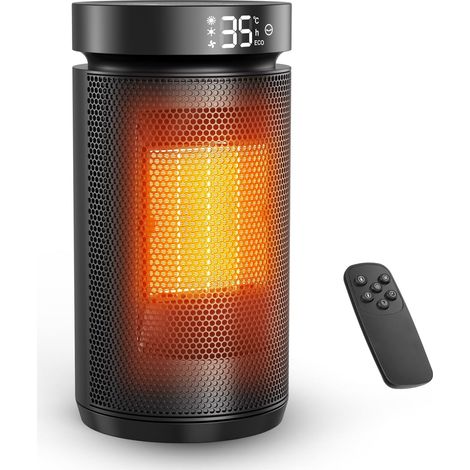 Auxiliary heater, Powerful 1500W electric heater with eco mode and 70° oscillation - Thermostat, 1-12 hour timer, lightweight and quiet, automatic shut-off safety, Fan heater