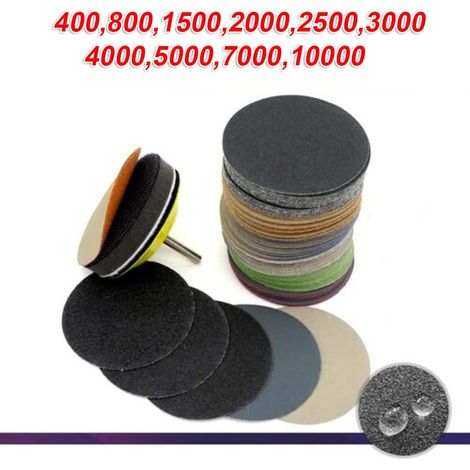 Disque Abrasif 75 mm - Usage Humide et Sec - Grains 400 à 10000 - Pour Ponçage Bois Métal Pierre - Lot de 50 (1/5)