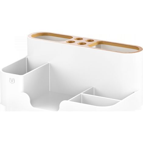 Multifunktionale Aufbewahrungsbox für Tisch, Schreibtisch-Organizer und Stiftehalter – Weiß (1/5)