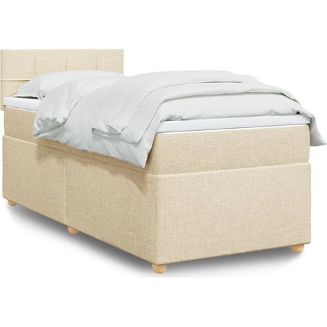 Boxspringbett mit Matratze Creme 90x190 cm Stoff
