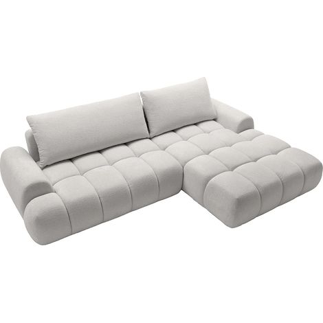 Divano letto angolare destro in ciniglia grigio clair FARNETA (1/5)