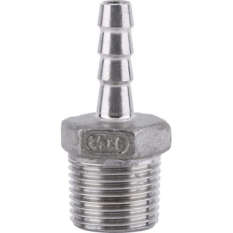 pz Raccordo per tubo spinato Connettore adattatore filettato DFE Coda per tubo flessibile Acciaio inossidabile SS304 1/8"3/4" (3/86 mm) (1/5)