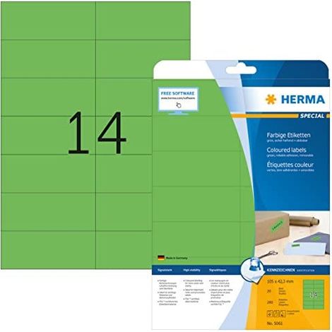 Universaletikett 105 x 42,3 mm (B x H) wieder ablösbar Papier grün 280 Etik./Pack. (1/5)