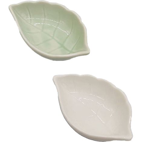 Bol En Céramique - Pour Petit Animal De Compagnie - Nourriture Et Eau - Forme Feuille - Lot De 2 (1/5)