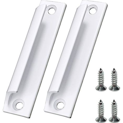 Poignée de porte de balcon extérieure, 2 poignées de porte de terrasse, convient pour la maison, les tiroirs de bureau, les portes d'armoire, etc. Avec vis (blanc) (1/5)
