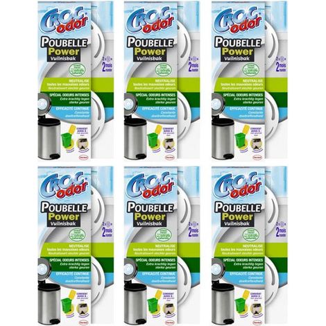 Désodorisant pour poubelle - Fraîcheur citron - 2 pièces - Croc Odor - Lot de 6