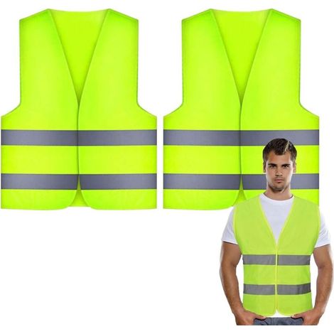 CSPARKV 2 PCS Gilet de Sécurité,Jaune Gilet de Sécurité Réfléchissant, Gilet Haute Visibilité Fluo Reflechissant Homme Femme,Taille Universelle, Réfléchissant à 360°,pour Conducteurs Travailleurs Unis (1/5)