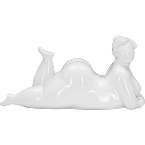 Scultura Donnina Yoga Relax in resina bianca