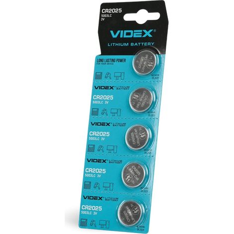 Juego de 5 baterías de litio Videx CR CR2025 de 3V y 160mAh, duraderas y potentes.
