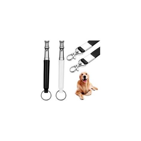 Lot de 2 sifflets pour chien - Pour arrêter les aboiements du chien voisin, sifflets réglables à ultrasons silencieux - Sifflet de dressage professionnel - Avec cordon