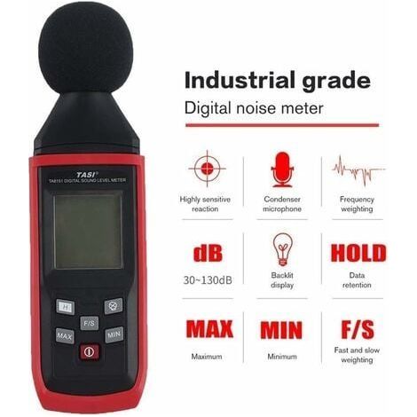 Digitales Schallpegelmessgerät, 30–130 dB Dezibelmesser, Geräuschaufzeichnungsgerät, digitaler Geräuschdetektor, Audio-Diagnosegerät, 1 Stück (1/4)
