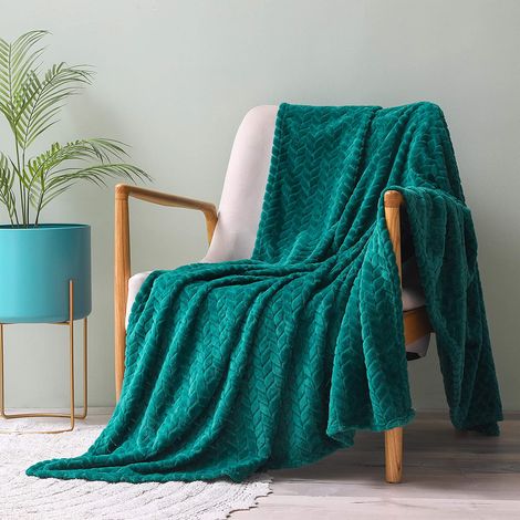 Couverture en Flanelle Super Douce, en Microfibre de Haute Gualité, Sarcelle 127 x 178cm, Confortable et Chaude, Convient à Toutes Les Saisons (1/5)