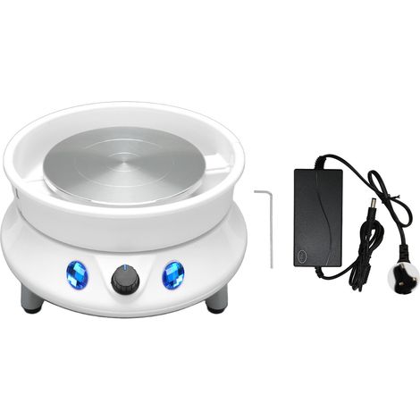 Tour de potier 5,9 pouces plateau tournant 50/60Hz 200 tr/min démontable silencieux stable machine à modeler l'argile pour enfants adultes 100‑240V prise UK (1/5)