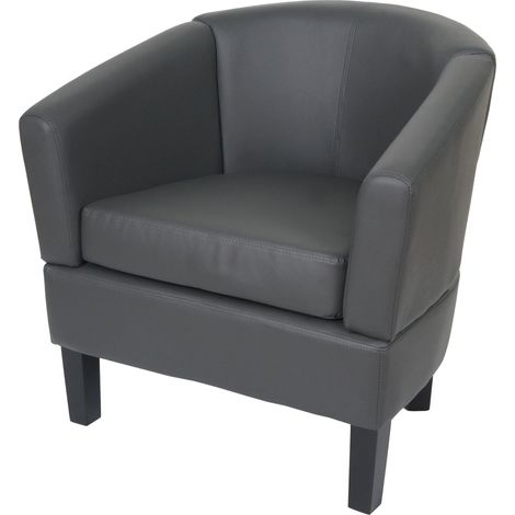Fauteuil lounge HWC-O17, fauteuil club fauteuil cocktail, certifié MVG similicuir - gris (1/5)
