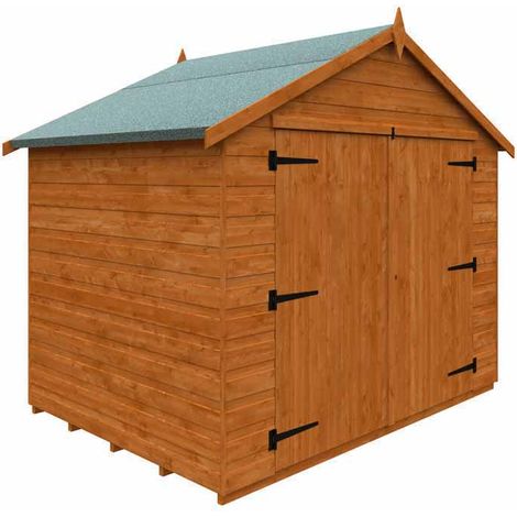 5 x 7 Feet Apex Compact 12mm Shed - Solid Wood/Softwood/Pine - L145 x W205 x H190.8 cm - Burnt Orange