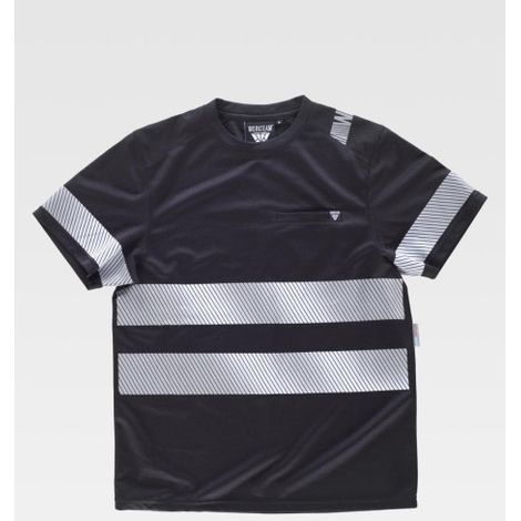 Camiseta de manga corta en poliéster micropiqué con cintas reflectantes segmentadas S9243 XXL Negro (1/2)