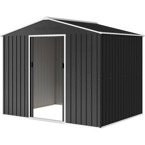 Abri de Jardin 3,6 m² 236x171x191 cm Gris Foncé Portes Coulissantes Fentes Ventilation