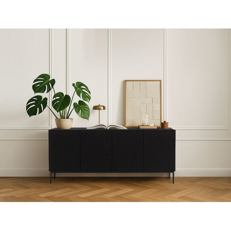 BOBOCHIC - Buffet 4 portes 200 cm KASHA Pieds noir Noir (1/5)