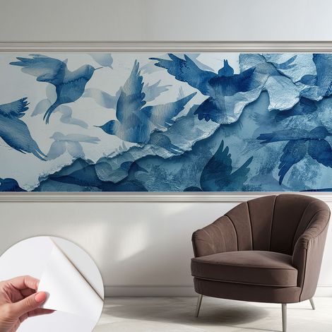 Papier peint adhésif décoratif avec colle pour salon chambre et bureau Installation rapide Oiseaux dynamiques 250x104 cm (1/5)