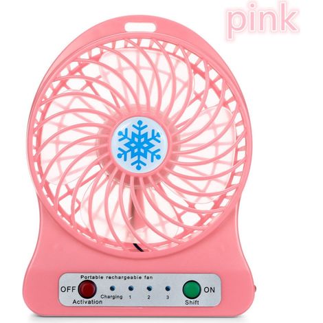 Ventilateur LED Portable - Batterie 18650 - 3 Vitesses - Silencieux - USB Rechargeable - Pour Bureau Camping Extérieur - 1 Pièce (1/5)