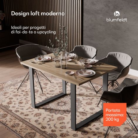 Blumfeldt Blumfeldt UrbanFodge U - Gambe del tavolo  Design moderno  Per progetti fai-da-te  Portata di 200 kg