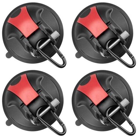 Lot de 4 crochets à ventouse robustes pour camping, voiture, camping-car et fenêtre - Camping (1/4)