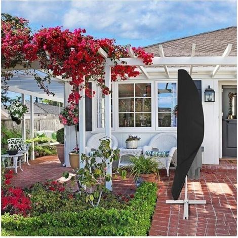 Housse de parasol noir 265x50x70x40CM Imperméable extérieur (1/3)
