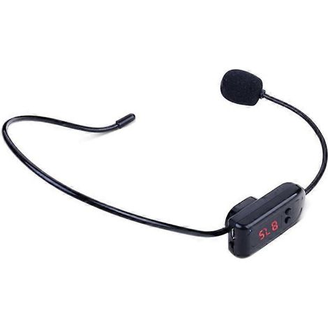 Casque-microphone sans fil FM portable noir avec radio mégaphone pour guide touristique, enseignement, réunion, conférence (1/5)