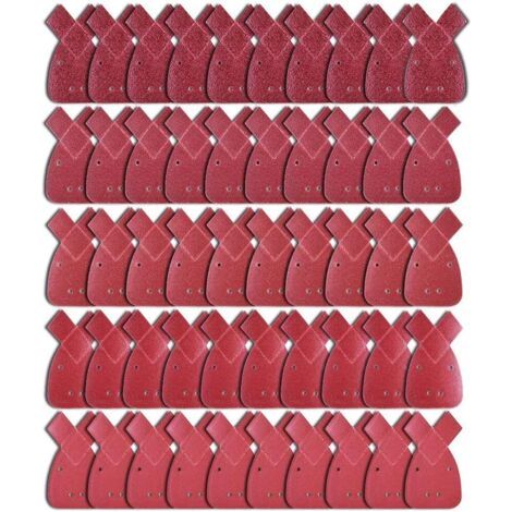 SABIR 50 Pièces Feuilles Abrasives Feuille de Ponçage 10 X Grains 40/60/ 80/120/ 240 Papier Abrasif Triangles de Ponçage Fit Black and Decker Detail Palm Sander, (1/5)