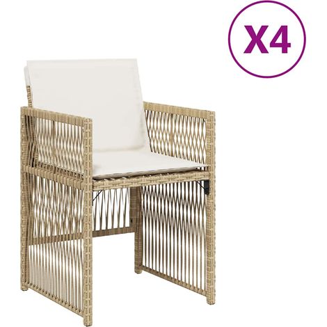 Maison Exclusive - Gartenstühle mit Kissen 4 Stk. Beige Poly Ratt