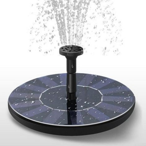 Pompe à eau flottante solaire 7 W / 1,5 W pour bain d'oiseaux, aquarium et piscine. Panneau de 130 mm. Débit max. : 150 l/h. Hauteur : 50 cm.