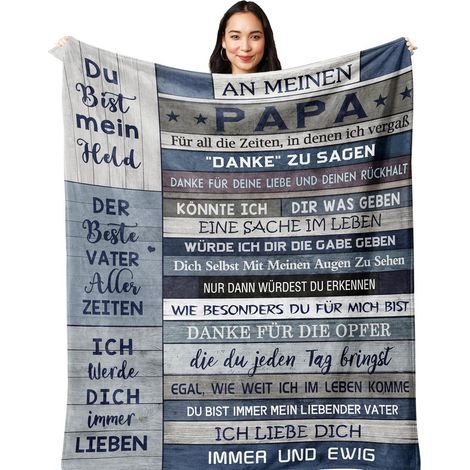 Flanell-Decke 200x150cm mit Spruch für Papa, Geschenk Geburtstag Mann (1/5)