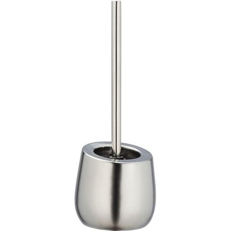Bardusch-Brosse WC Badi Chromé mate céramique Porte-brosse WC avec soies en silicone et brosse pour rebords Argent mat (1/5)