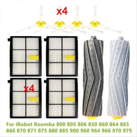Filtre HEPA pour bac à poussière et brosses latérales principales pour iRobot Roomba 800, 805, 806, 850, 860, 864, 865, 866, 870, 871 et 875