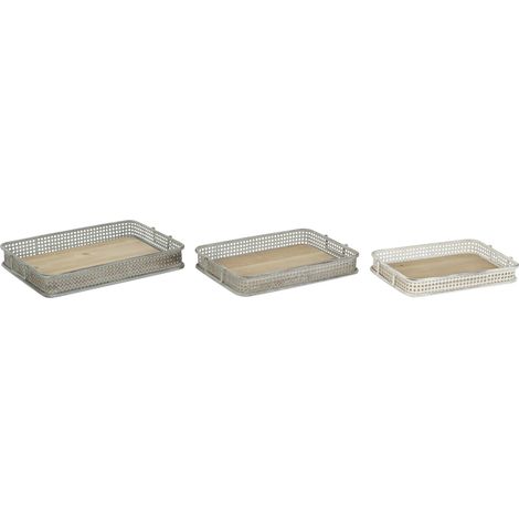 SET MIT 3 METALL-TABLETTEN 53X38X8 GEALTERTES MEHRFARBIGES METALL Material Farbe MULTICOLOR-Familie DEKORATIVE TABLETTS Details (1/3)