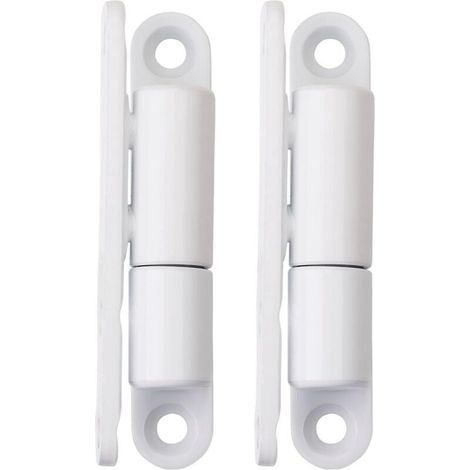 Due set di cerniere per finestre silenziose e senza necessità di manutenzione, di dimensioni 15 x 83 mm, con finitura verniciata bianca.