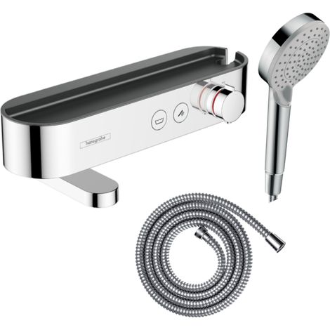 Pack mitigeur bain douche thermostatique HANSGROHE ShowerTablet Select + Flexible Metaflex + Pommeau de douche Vernis Blend Chromé