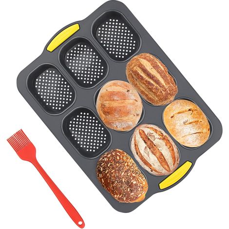 Moule silicone à baguettes, 9 cavités, antiadhésif, avec pinceau à huile. (1/5)