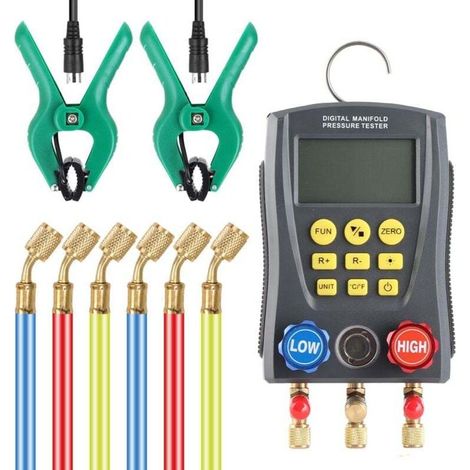 Manomètre numérique de réfrigération, 600 à 3000 tubes, pression, vide, pression, température, kit de testeur pour compteur, chauffage, ventilation, climatiseur (1/4)