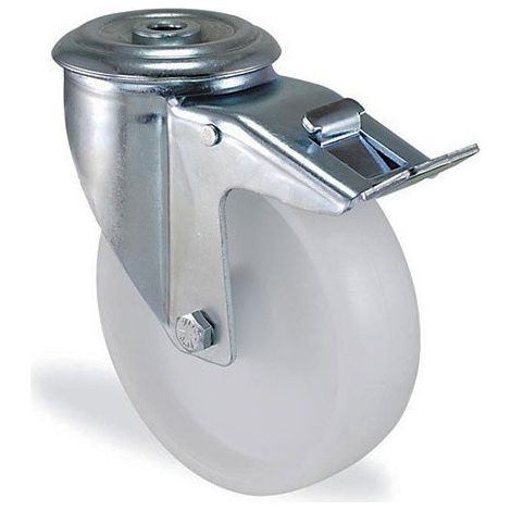 Roulette à oeil pivotante à frein polypropylène diamètre 100mm charge 130kg