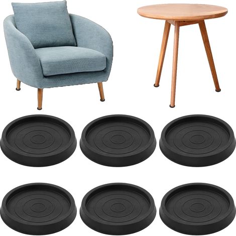 6Pièces Antiderapant Patin,Patins Antidérapants pour Pieds de Meubles,Protection Pied de Chaise,Tapis de Protection en Caoutchouc Noir de 2.5 Pouces,pourLits Armoires Canapés Chaises Tables de Piano (1/5)