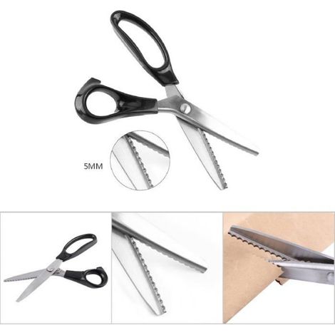 Ciseaux cranteurs tissu 5mm acier inoxydable coupe ondulée bords arrondis couture créative loisir SOLUTION POUR DESINCRUSTATION (1/5)