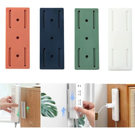 Selbstklebende Steckdosenleiste zum Anbringen ohne Bohren, 4-teiliges Set, selbstklebende Steckdosenleiste zum Befestigen von Steckdosen in Küche, Büro und auf dem Schreibtisch (1/5)