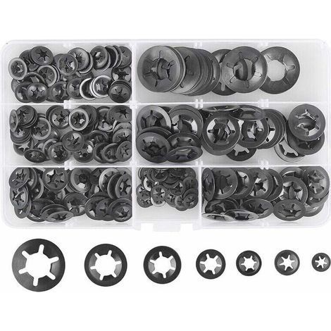 Rondelles de blocage en acier au manganèse – Lot de 280 pièces – 7 tailles M3 à M12 – Pour fixation sécurisée et rangement pratique - 7Tailles (1/5)